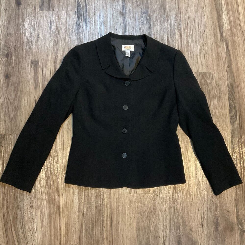 TALBOTS Black Blazer Suit‎ Jacket Career Work Size 4 USA